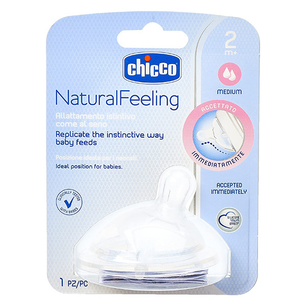 Chicco Tetina Natural Feeling 2m+ Media 2 unidades